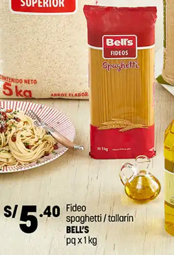 Fideo spaghetti/tallarín BELL'S pq x 1kg