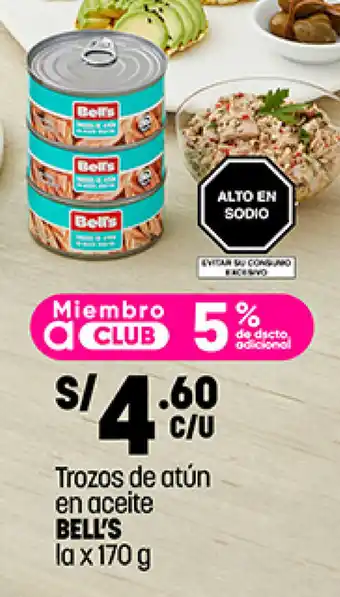 Plaza Vea Trozos de atún en aceite BELL'S la x 170g oferta