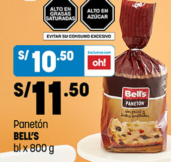 Plaza Vea Panetón BELL'S bl x 800g oferta