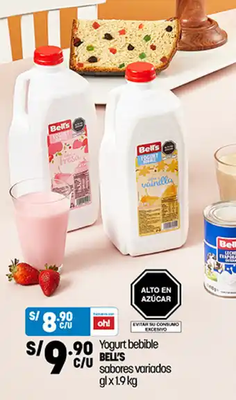 Plaza Vea Yogurt bebible BELL'S sabores variados gl x 1.9kg oferta
