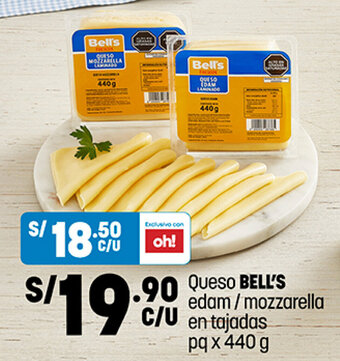 Plaza Vea Queso BELL'S edam/mozzarella en tajadas pq x 440g oferta