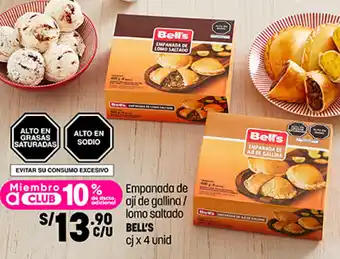 Plaza Vea Empanada de ají de gallina/lomo saltado BELL'S cj x 4 unid oferta
