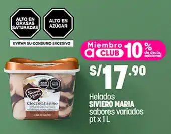 Plaza Vea Helados SIVIERO MARIA sabores variados pt x 1L oferta