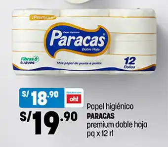 Plaza Vea Papel higiénico PARACAS premium doble hoja pq x 12 rl oferta