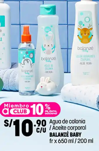 Plaza Vea Agua de colonia / Aceite corporal BALANZÉ BABY fr x 650ml / 200ml oferta