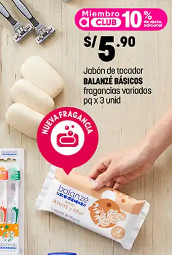 Plaza Vea Jabón de tocador BALANZÉ BÁSICOS fragancias variadas pq x 3 unid oferta
