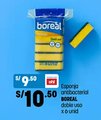 Plaza Vea Esponja antibacterial BOREAL doble uso x 6 unid oferta