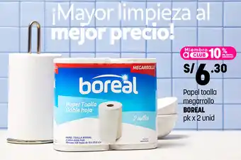 Plaza Vea Papel toalla megarrollo BOREAL pk x 2 unid oferta