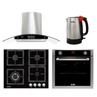 Hiraoka Cocina a gas empotrable sole solco040 4 hornillas + campana extractora sole ture63co 90cm + horno eléctrico empotrable sole s oferta