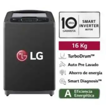 Linio Lg lavadora 16 kg smart inverter wt16bpb negro claro oferta