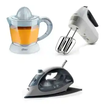 Hiraoka Exprimidor oster fpstju407w051 + batidora de mano oster fpsthm3532053 + plancha oster 2140153/gcstbs5001053 oferta