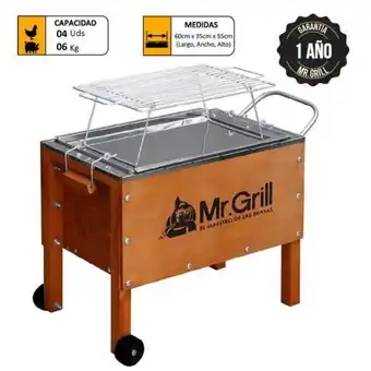 Caja china mediana mr. grill jr acero galvanizado + parrilla