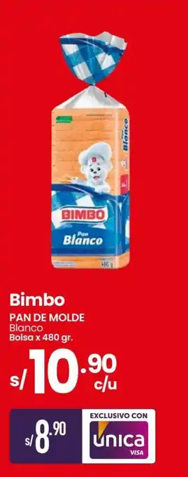 Vega Bimbo PAN DE MOLDE Blanco Bolsa x 480 gr. oferta