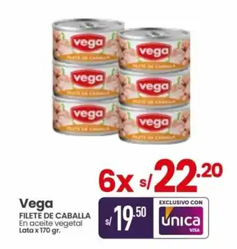 Vega Vega FILETE DE CABALLA En aceite vegetal Lata x 170 gr. x 6 oferta