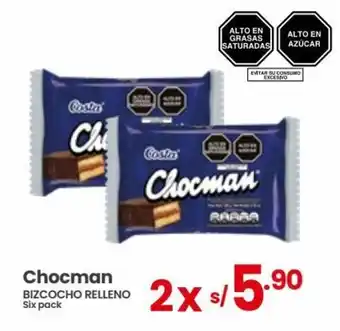 Vega Chocman BIZCOCHO RELLENO Six pack x 2 oferta