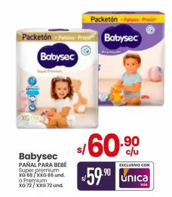 Vega Babysec PAÑAL PARA BEBÉ Super premium XG 68/XXG 66 und. o Premium XG 72/XXG 72 und. oferta