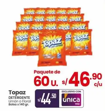 Vega Topaz DETERGENTE Limón o Floral Bolsa x 140 gr. oferta