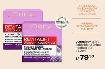 Wong L'Oreal revitalift ácido hialurónico noche o día x 50 ml oferta