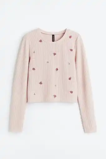H&M Polo acanalado con bordados oferta