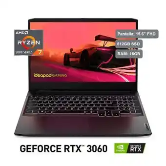 Hiraoka Laptop gamer lenovo ideapad gaming 3 de 15.6, procesador amd ryzen 7 5800h, 16gb ram, disco sólido de 512gb, cámara web 720hd oferta