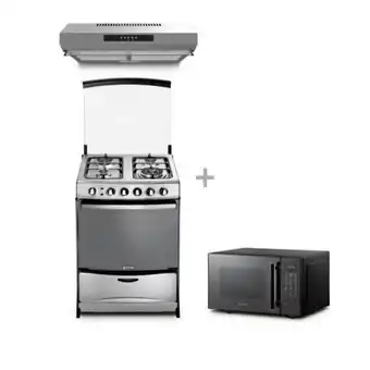 Hiraoka Cocina a glp miray salvia plus 4 hornillas + campana extractora miray cem-61 + horno microondas miray hmm-21n oferta