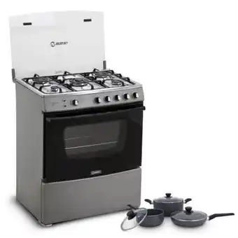 Hiraoka Cocina a glp miray menta plus 5 hornillas + juego de ollas miray jom-062 oferta