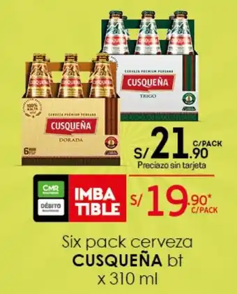 Tottus Six Pack Cerveza Cusqueña bt x 310ml oferta