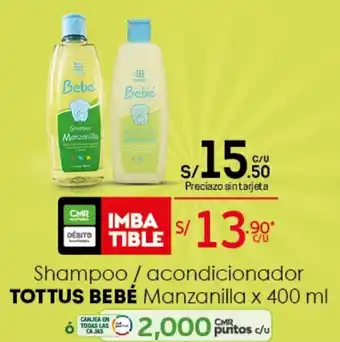 Tottus Shampoo/Acondicionador Tottus Bebé Manzanilla x 400ml oferta