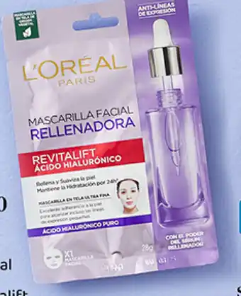 Plaza Vea Mascarilla facial de tela L'ORÉAL Revitalift Ácido hialurónico x unid oferta