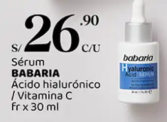 Plaza Vea Sérum BABARIA Ácido hialurónico / Vitamina C fr x 30 ml oferta