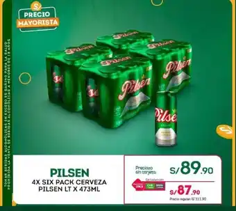 Tottus PILSEN 4X SIX PACK CERVEZA PILSEN LT X 473ML oferta