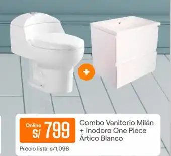 Promart Combo Vanitorio Milán + Inodoro One Piece Ártico Blanco oferta
