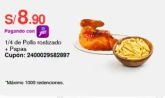 Metro 1/4 de Pollo rostizado + Papas oferta