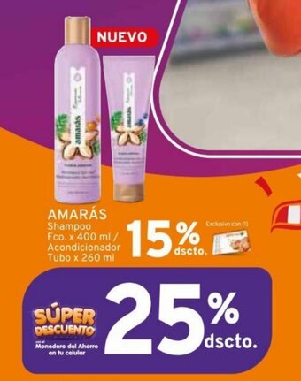 Mifarma AMARÁS Shampoo Fco. x 400 ml / Acondicionador Tubo x 260 ml oferta