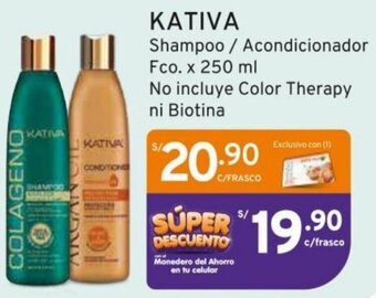 Mifarma KATIVA Shampoo / Acondicionador Fco. x 250 ml oferta