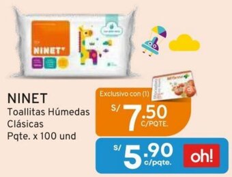 Mifarma NINET Toallitas Húmedas Clásicas Pqte. x 100 und oferta