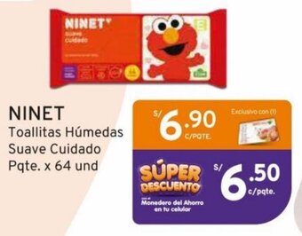 Mifarma NINET Toallitas Húmedas Suave Cuidado Pqte. x 64 und oferta