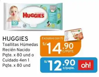Mifarma HUGGIES Toallitas Húmedas Recién Nacido Pqte. x 80 und o Cuidado 4en 1 Pqte. x 80 und oferta