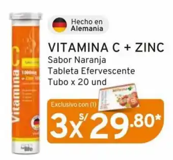Mifarma VITAMINA C + ZINC Sabor Naranja 1000 Tableta Efervescente Tubo x 20 und oferta