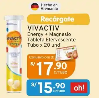 Mifarma VIVACTIV Energy + Magnesio VIVACT Tableta Efervescente Tubo x 20 und oferta