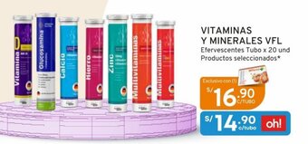 Mifarma VITAMINAS Y MINERALES VFL Efervescentes Tubo x 20 und Productos seleccionados* oferta