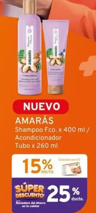 Mifarma AMARÁS Shampoo Fco. x 400 ml / Acondicionador Tubo x 260 ml oferta