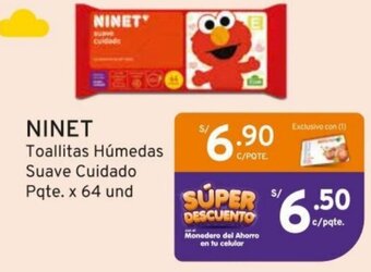 Mifarma NINET Toallitas Húmedas Suave Cuidado Pqte. x 64 und oferta