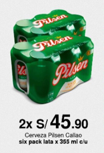 Metro Cerveza Pilsen Callao six pack lata x 355 ml x 2 oferta