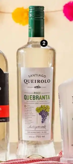 Metro Pisco puro Santiago Queirolo bot. x 750 ml oferta