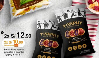 Metro Papas fritas nativas, amarillas o picantes Tiyapuy x 160 g x 2 oferta