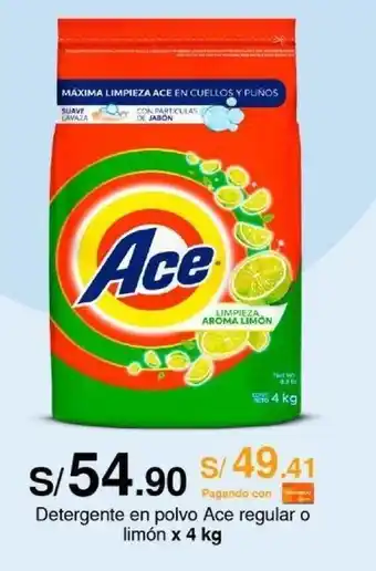 Metro Detergente en polvo Ace regular o limón x 4 kg oferta