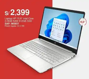 Metro Laptop HP 15.6" Intel Core i5 8GB RAM 512GB SSD SAP: 983837 oferta