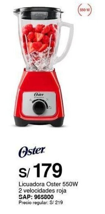 Metro Licuadora Oster 550W 2 velocidades roja SAP: 965800 oferta