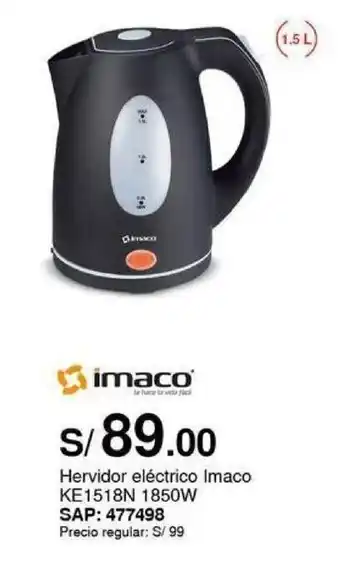 Metro Hervidor eléctrico Imaco KE1518N 1850W SAP: 477498 oferta